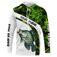 Load image into Gallery viewer, Crappie fishing Green Camo UV protection Customize name long sleeves fishing shirts, gift for fisherman NQS802