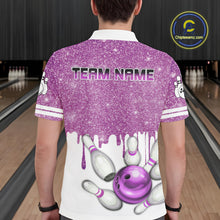 Load image into Gallery viewer, Pink glitter Bowling Shirts For Men Custom team bowling jerseys, Personalized bowling uniform NQS10813