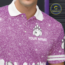 Load image into Gallery viewer, Pink glitter Bowling Shirts For Men Custom team bowling jerseys, Personalized bowling uniform NQS10813