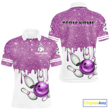 Load image into Gallery viewer, Pink glitter Bowling Shirts For Men Custom team bowling jerseys, Personalized bowling uniform NQS10813