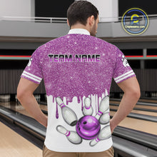 Load image into Gallery viewer, Pink glitter Bowling Shirts For Men Custom team bowling jerseys, Personalized bowling uniform NQS10813