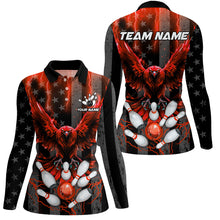 Load image into Gallery viewer, Black American flag Women bowling shirts Custom Red lightning thunder Eagle Bowling Team Jerseys NQS8883