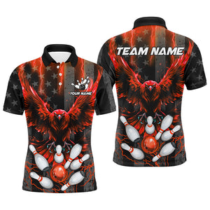 Black American flag Mens bowling shirts Custom Red lightning thunder Eagle Bowling Team Jerseys NQS8883