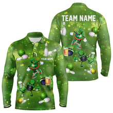 Load image into Gallery viewer, Funny Green shamrock Lucky Bowling Shirts for Men Custom St Patrick Day Team bowling jerseys NQS9325