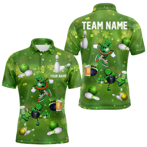 Funny Green shamrock Lucky Bowling Shirts for Men Custom St Patrick Day Team bowling jerseys NQS9325