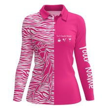 Load image into Gallery viewer, Pink Womens golf polo shirt custom I&#39;m a simple women coffee golf wine zebra pattern ladies golf tops NQS5402