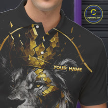 Load image into Gallery viewer, Custom Black and Gold Lion Bowling Polo, Quarter Zip shirts for Men, Lion Team Bowling Jerseys NQS10231