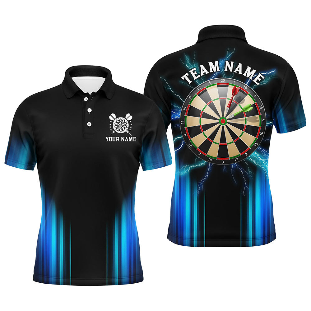 Black and Blue Light Dart Polo, Quarter Zip Shirt For Men Custom Dart Jerseys For Team NQS9132