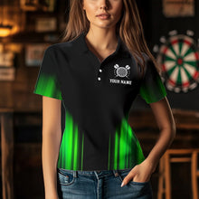 Load image into Gallery viewer, Black and Green Light Dart Polo, Quarter Zip Shirt For Women Custom Dart Jerseys For Team NQS9332