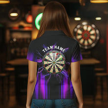 Load image into Gallery viewer, Black and Purple Light Darts Polo, Quarter Zip Shirt For Women Custom Darts Jerseys For Team NQS9334