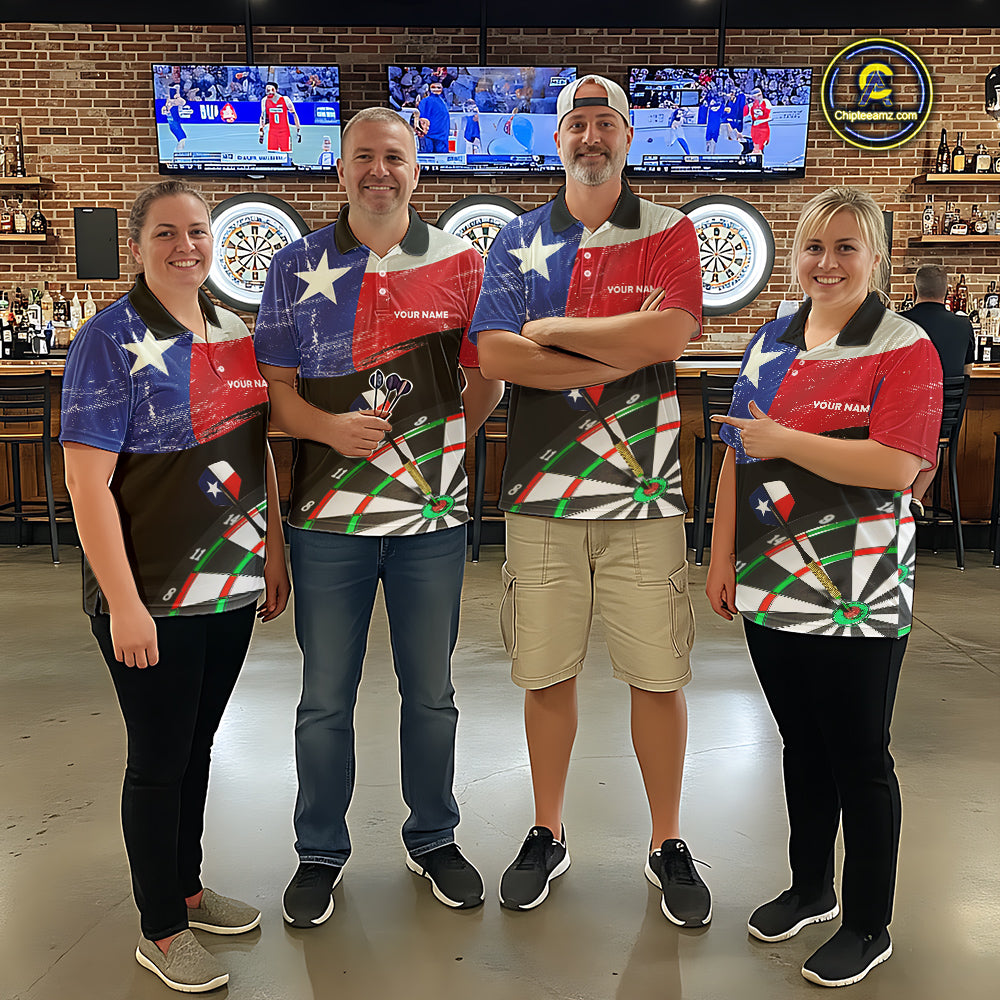 Texas Flag Dartboard Shirt for mens Custom Dart jerseys for team, patriotic dart league shirts NQS11408