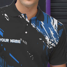 Load image into Gallery viewer, Black and Blue Mens bowling shirts Custom retro bowling ball and pins bowling team league jerseys NQS9474
