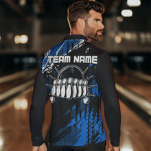 Load image into Gallery viewer, Black and Blue Mens bowling shirts Custom retro bowling ball and pins bowling team league jerseys NQS9474