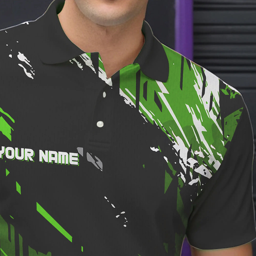 Black and Green Mens bowling shirts Custom retro bowling ball and pins bowling team league jerseys NQS9475