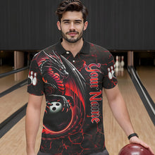 Load image into Gallery viewer, Black And Red Custom Dragon Bowling Shirts For Men, Dragon Bowling Team Shirts NQS9478