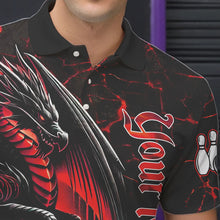 Load image into Gallery viewer, Black And Red Custom Dragon Bowling Shirts For Men, Dragon Bowling Team Shirts NQS9478