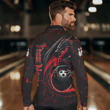 Load image into Gallery viewer, Black And Red Custom Dragon Bowling Shirts For Men, Dragon Bowling Team Shirts NQS9478