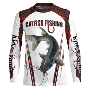 Catfish fishing red camo Custom Name Fishing Shirts UV Protection Gift For Fisherman NQS5166