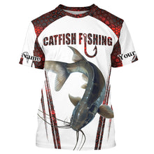 Load image into Gallery viewer, Catfish fishing red camo Custom Name Fishing Shirts UV Protection Gift For Fisherman NQS5166