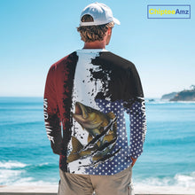 Load image into Gallery viewer, Red, white and blue Walleye fishing American Flag Custom patriotic Walleye fishing jerseys NQS9859