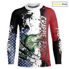 Load image into Gallery viewer, Red, white and blue Crappie fishing American Flag Custom patriotic Crappie fishing jerseys NQS9860