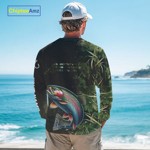 Rainbow Trout fishing camouflage Custom performance long sleeve Fishing Shirts, Trout Fishing jerseys NQS10080