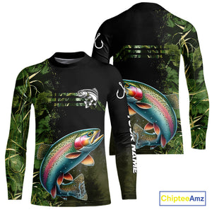 Rainbow Trout fishing camouflage Custom performance long sleeve Fishing Shirts, Trout Fishing jerseys NQS10080