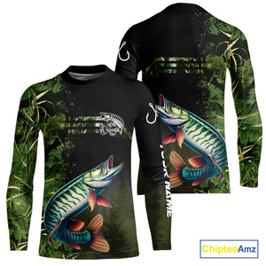 Musky fishing camouflage Custom performance long sleeve Fishing Shirts, Muskellunge Fishing jerseys NQS10081