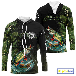 Northern Pike fishing camouflage Custom performance long sleeve Fishing Shirts, Pike Fishing jerseys NQS10082
