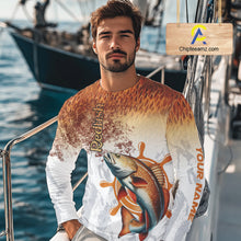 Load image into Gallery viewer, Redfish fishing scales pattern Custom performance long sleeve Fishing Shirts, Red Drum Fishing jersey NQS10086