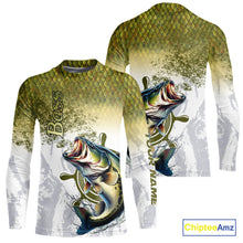 Load image into Gallery viewer, Bass fishing scales pattern Custom performance long sleeve Fishing Shirts, Bass Fishing jersey NQS10087