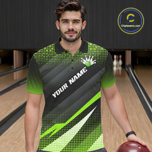 Load image into Gallery viewer, Green Bowling Custom Men Bowling Polo, Quarter zip Shirts Bowling Team Jerseys Bowling Tournament NQS10604