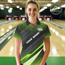 Load image into Gallery viewer, Green Bowling Custom Women Bowling Polo, Quarter zip Shirts Bowling Team Jerseys Bowling Tournament NQS10604