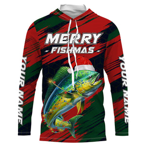 Personalized Christmas Mahi mahi Fishing Shirts, Mery fishmas Fishing gift for men, women, kid NQS6816