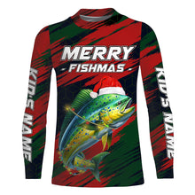 Load image into Gallery viewer, Personalized Christmas Mahi mahi Fishing Shirts, Mery fishmas Fishing gift for men, women, kid NQS6816