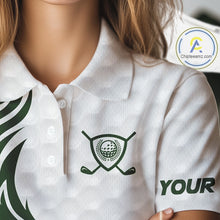Load image into Gallery viewer, Custom White and Green shamrock pattern Women Golf Polo Shirts, St Patrick&#39;s day team ladies golf top NQS11208