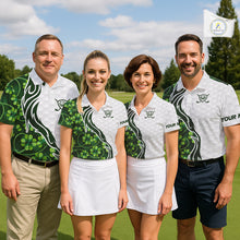 Load image into Gallery viewer, Custom White and Green shamrock pattern Golf Polo Shirts For Men, St Patrick&#39;s day team mens golf top NQS11208