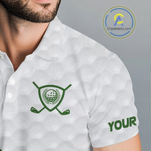 Load image into Gallery viewer, Custom White and Green St Patrick&#39;s day pattern Golf Polo Shirts For Men, team mens golf outfit NQS11209
