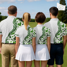 Load image into Gallery viewer, Custom White and Green St Patrick&#39;s day pattern Golf Polo Shirts For Men, team mens golf outfit NQS11209