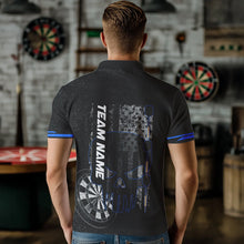 Load image into Gallery viewer, Black &amp; White grunge American Flag Skull Darts Shirt For Men Custom patriotic Team Darts Jersey | Blue NQS9343
