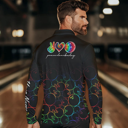 Colorful tie dye Black Bowling Camo Bowling Shirts for Men Custom Peace Love Bowling Team Jerseys NQS9483
