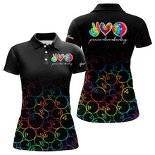 Load image into Gallery viewer, Colorful tie dye Black Bowling Camo Bowling Shirts for Women Custom Peace Love Bowling Team Jerseys NQS9483