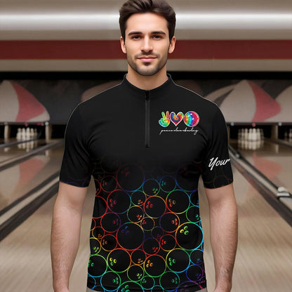 Colorful tie dye Black Bowling Camo Bowling Shirts for Men Custom Peace Love Bowling Team Jerseys NQS9483