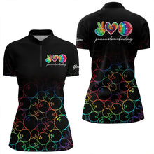 Load image into Gallery viewer, Colorful tie dye Black Bowling Camo Bowling Shirts for Women Custom Peace Love Bowling Team Jerseys NQS9483