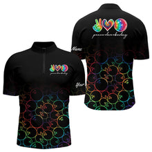 Load image into Gallery viewer, Colorful tie dye Black Bowling Camo Bowling Shirts for Men Custom Peace Love Bowling Team Jerseys NQS9483