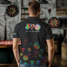 Load image into Gallery viewer, Personalized Colorful tie dye Black Camo Darts Shirts For Men Custom Peace Love Darts Team Jerseys NQS9484