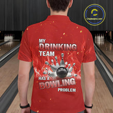 Load image into Gallery viewer, Personalized Red Flame Funny Bowling shirts for Men My drinking team has a bowling problem NQS11615