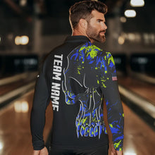 Load image into Gallery viewer, Skull Camouflage American Flag Mens Bowling Shirts Custom Patriotic Bowling Team Jerseys For Men NQS9642