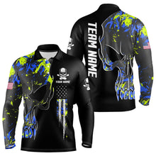 Load image into Gallery viewer, Skull Camouflage American Flag Mens Bowling Shirts Custom Patriotic Bowling Team Jerseys For Men NQS9642