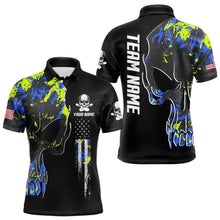 Load image into Gallery viewer, Skull Camouflage American Flag Mens Bowling Shirts Custom Patriotic Bowling Team Jerseys For Men NQS9642